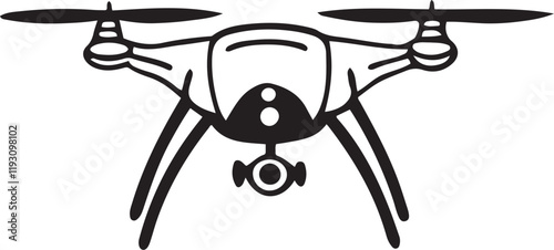 Black Drone silhouette vector on white background