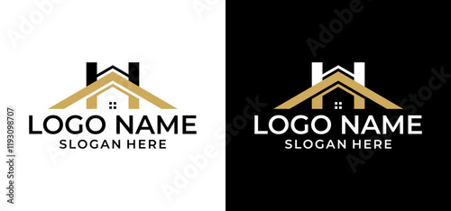 Vector illustration of the letter H unique shape line art real estate business logo.