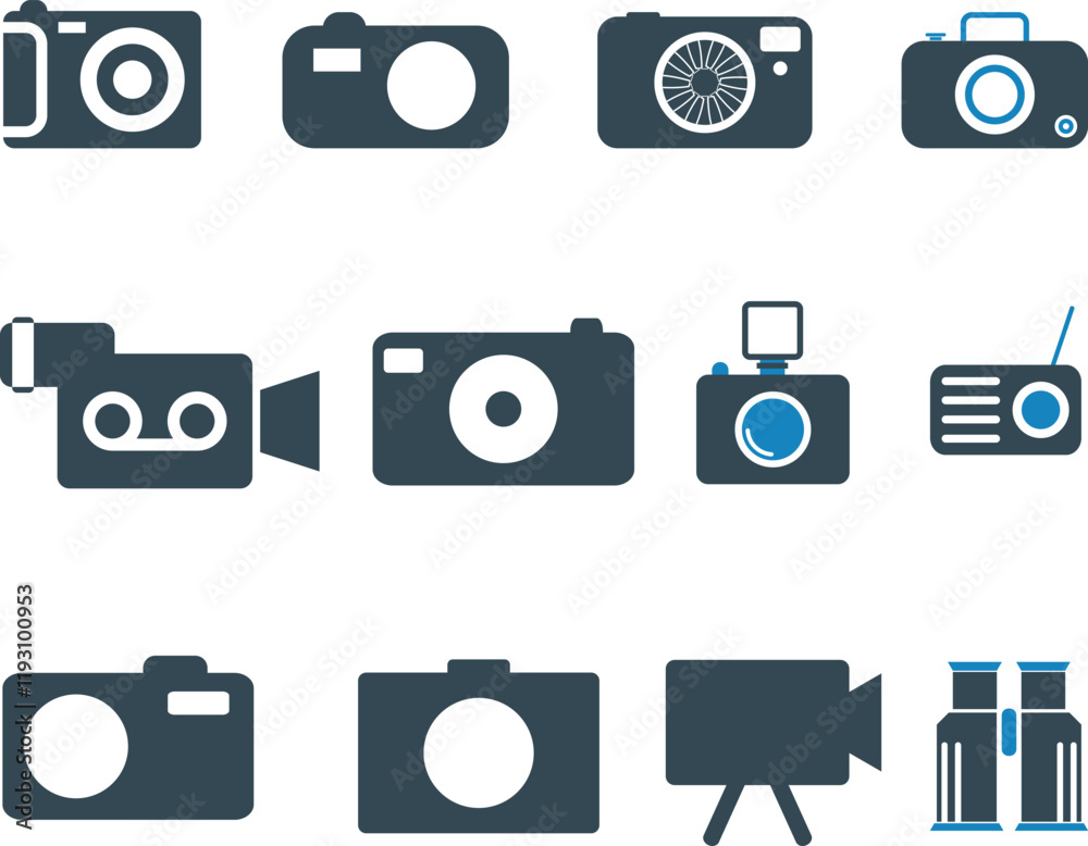 Camera icon set. flat illustration of vector icon on white background Camera icon set. flat illustration of vector icon on white background
