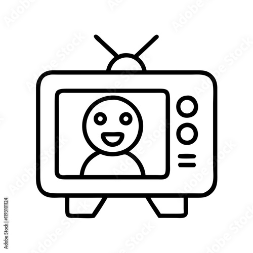 animated tv show icon, animated tv show line art - simple line art of animated tv show, perfect for animated tv show logos and icons and themed design