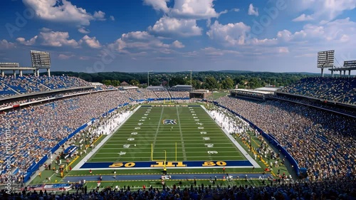 Crowd gathers in stadium for exciting college football game on a sunny day in Kentucky