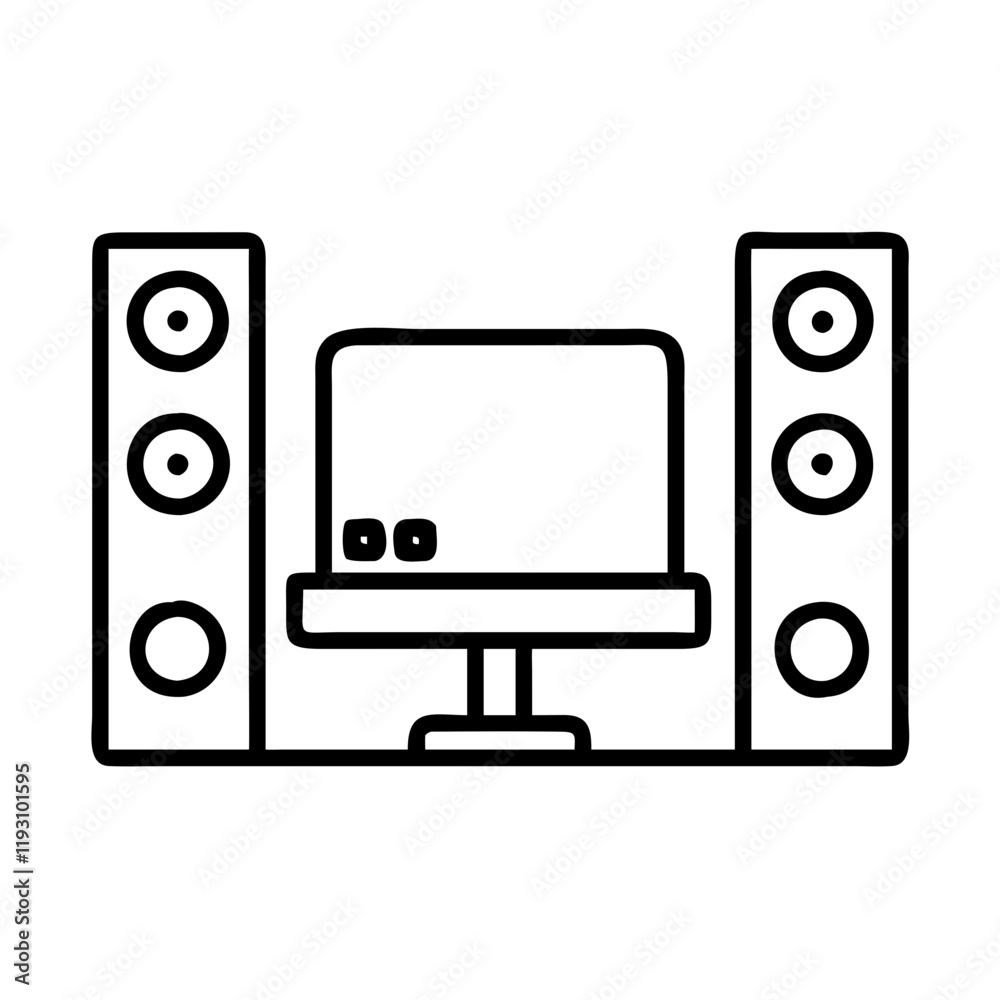 Obraz premium home theater system icon, home theater system line art - simple line art of home theater system, perfect for home theater system logos and icons and themed design