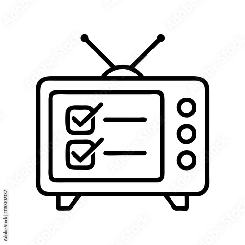 tv binge watching checklist icon, tv binge watching checklist line art - simple line art of tv binge watching checklist, perfect for tv binge watching checklist logos and icons and themed design