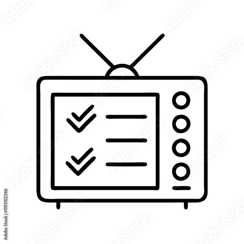 tv binge watching checklist icon, tv binge watching checklist line art - simple line art of tv binge watching checklist, perfect for tv binge watching checklist logos and icons and themed design