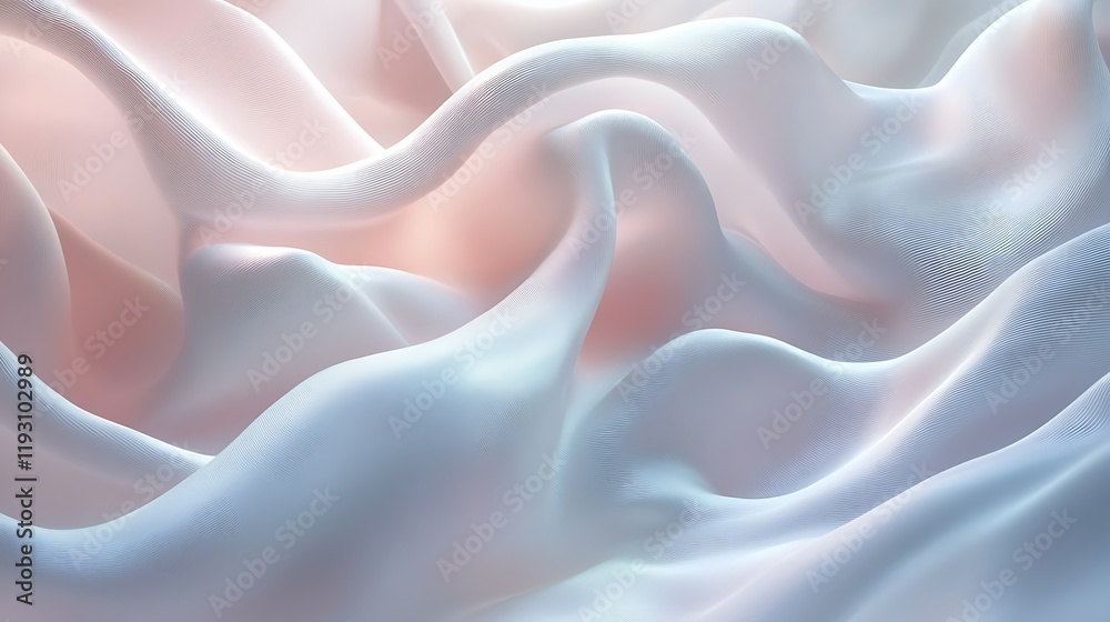 Obraz premium Soft pastel fabric drapes, elegant waves, light background, design texture