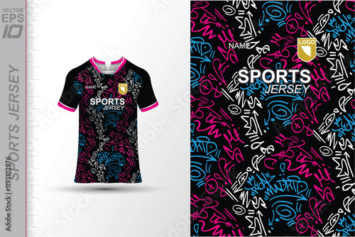 Modern ready-to-print jersey design with dynamic lines and vibrant colors. Perfect for football, basketball, cycling, or sportswear. High-quality, customizable vector file for instant printing.