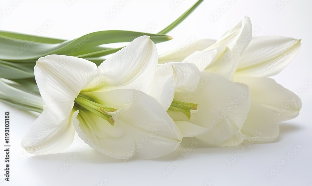 White lilies on white background, simple elegance for various uses White lilies on white background, simple elegance for various uses