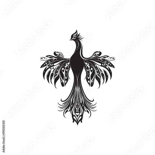Mythological Phoenix Bird Vector Art for Creative Projects
