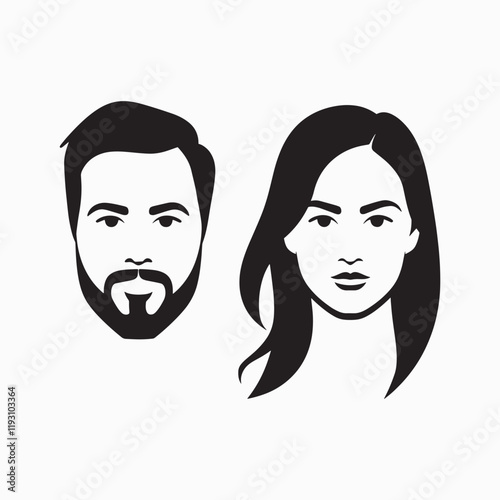 "Psychology of Husband and Wife in Profile Vector Artwork"