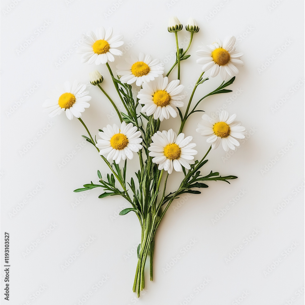 Fototapeta premium Chamomile Bouquet on White Background