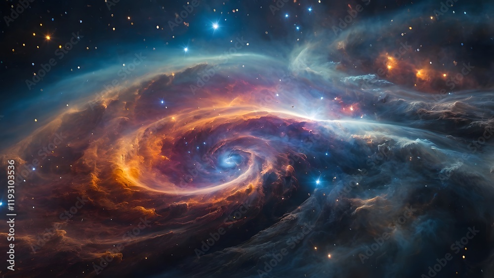 Stunning Spiral Galaxy Illuminated by Vibrant Colors in the Depths of Outer Space Stunning Spiral Galaxy Illuminated by Vibrant Colors in the Depths of Outer Space