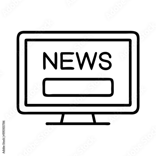 tv with news ticker icon, tv with news ticker line art - simple line art of tv with news ticker, perfect for tv with news ticker logos and icons and themed design