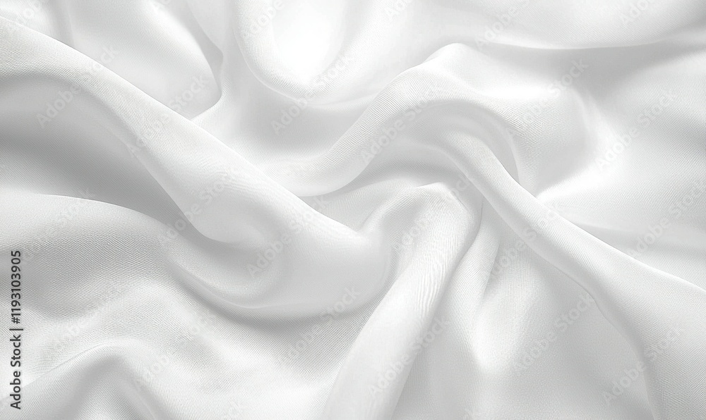 Fototapeta premium White silk fabric background with soft folds and elegant drape