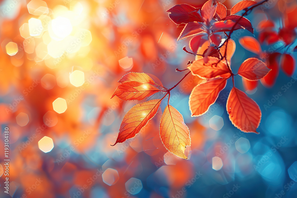 Autumn leaves in vibrant shades of orange and red, nature�s fall foliage display