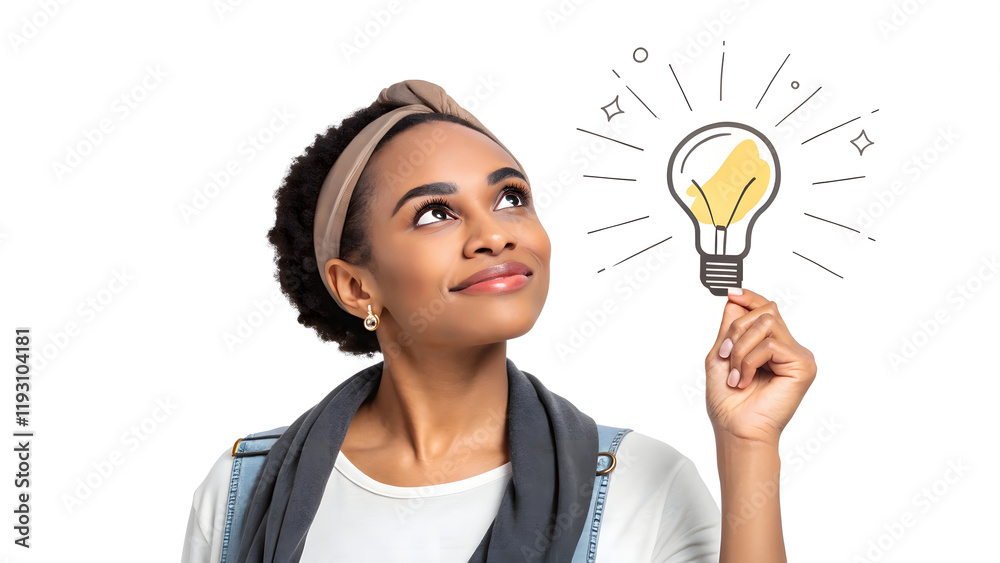 Woman holding light bulb, symbolizing bright ideas and innovative solutions for business success Woman holding light bulb, symbolizing bright ideas and innovative solutions for business success