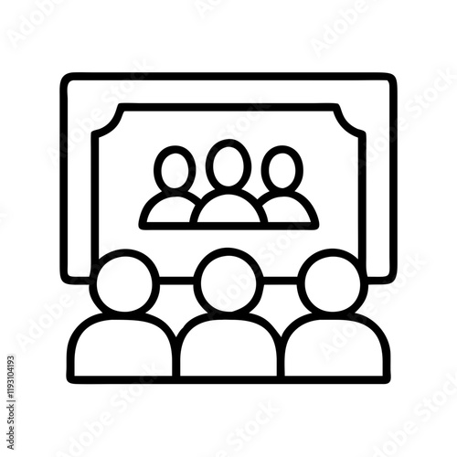 watching a comedy show icon, watching a comedy show line art - simple line art of watching a comedy show, perfect for watching a comedy show logos and icons and themed design