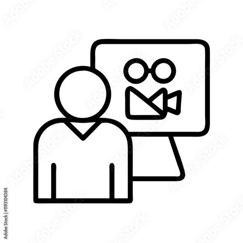watching a documentary icon, watching a documentary line art - simple line art of watching a documentary, perfect for watching a documentary logos and icons and themed design