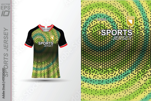 Modern ready-to-print jersey design with dynamic lines and vibrant colors. Perfect for football, basketball, cycling, or sportswear. High-quality, customizable vector file for instant printing.