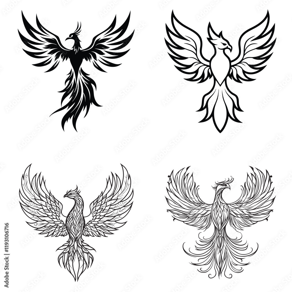 Elegant Phoenix Mythology Bird Vector Artwork for Designs
Elegant Phoenix Mythology Bird Vector Artwork for Designs