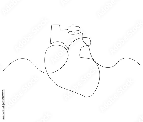 Simple continuous one line drawing of human heart. Single line drawing illustration of heart. Anatomical concept vector art. Doodle line illustration.