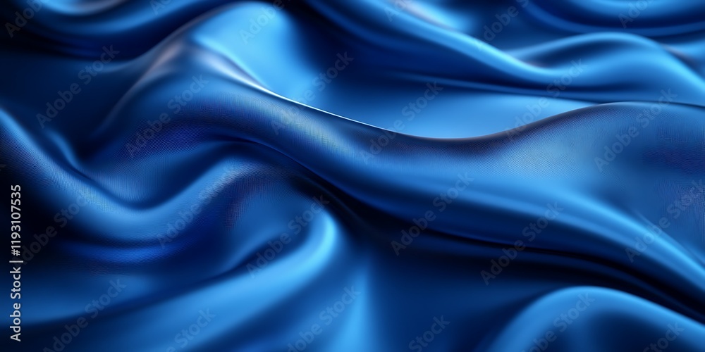 Obraz premium Blue silk fabric waves, elegant texture, background, design