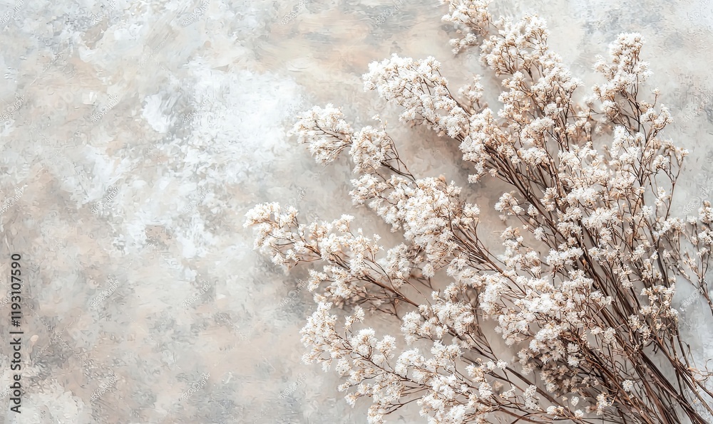 Dried white flowers on textured background, ideal for rustic, vintage, or nature-themed designs. Dried white flowers on textured background, ideal for rustic, vintage, or nature-themed designs.