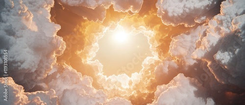 Majestic sunrise over clouds spiritual nature heavenly environment divine concept seven days of creation