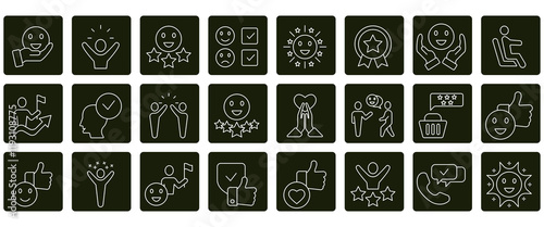 Satisfaction icons set. Set of editable stroke icons.Set of Satisfaction
