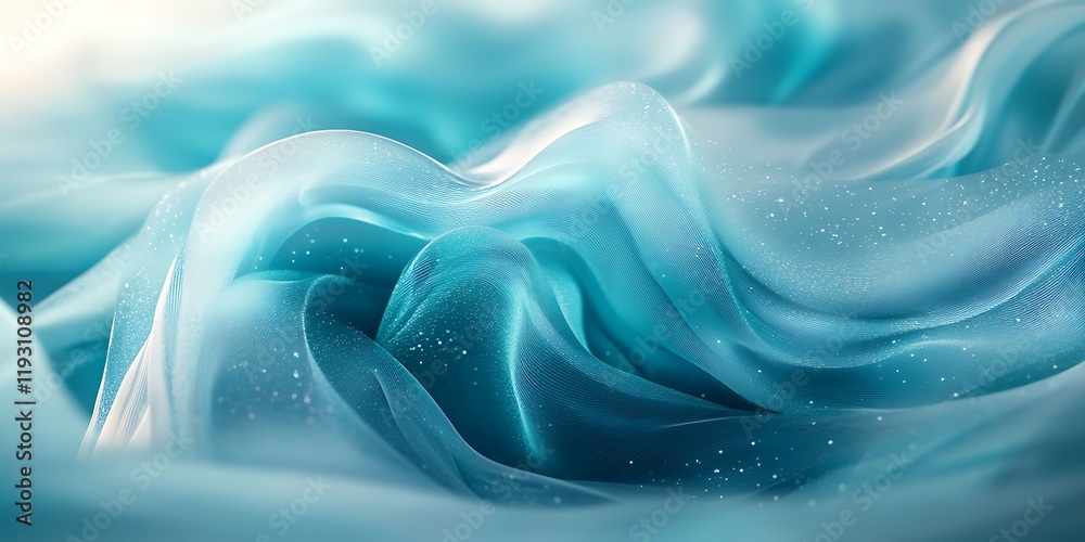 Obraz premium Teal silk fabric waves, abstract background, elegant texture