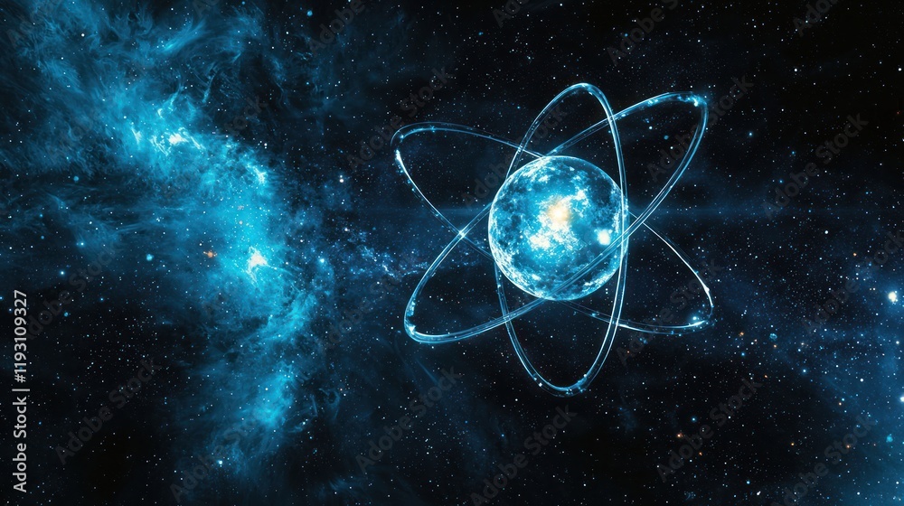 A digital artwork of molecules and atoms floating in space, representing scientific discovery.
