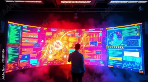 A virtual screen displaying complex information,