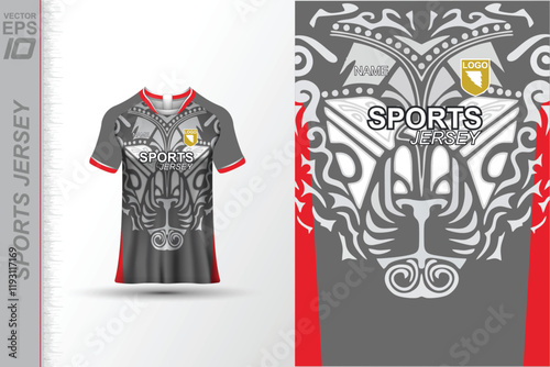 Modern ready-to-print jersey design with dynamic lines and vibrant colors. Perfect for football, basketball, cycling, or sportswear. High-quality, customizable vector file for instant printing.