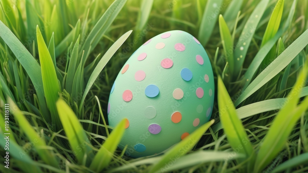 Easter egg in the grass, close-up Easter egg in the grass, close-up