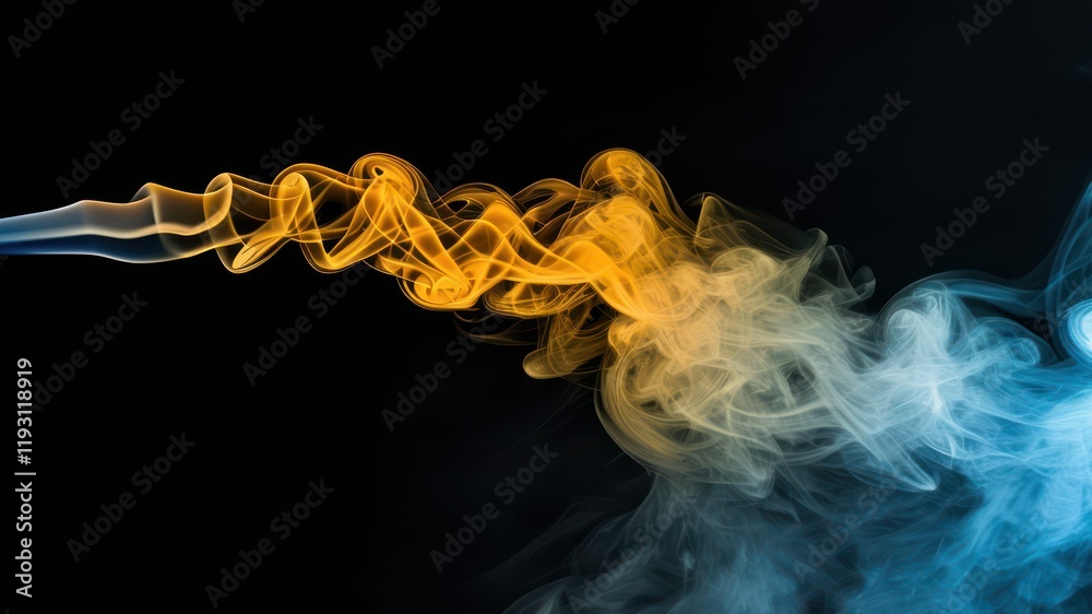 Fototapeta premium Colorful smoke swirling in dynamic patterns, creating an abstract and ethereal atmosphere ideal for artistic projects