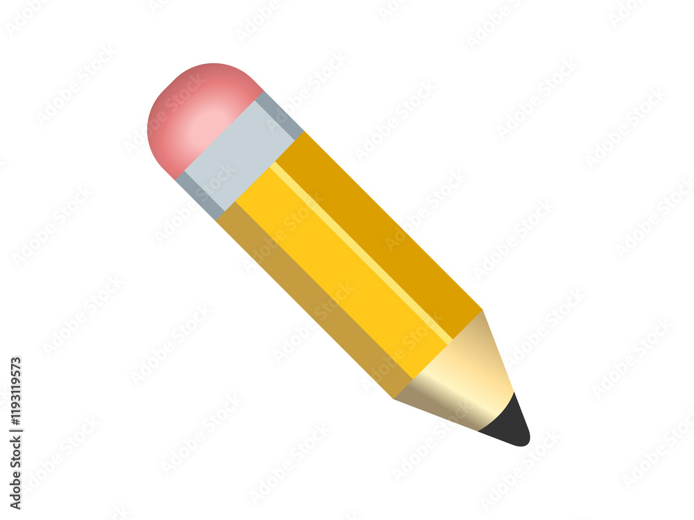 Classic yellow pencil icon with sharpened tip, pink eraser Classic yellow pencil icon with sharpened tip, pink eraser