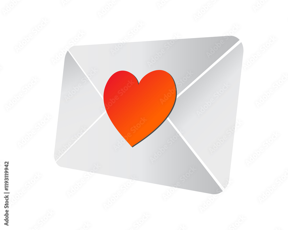 Back of white envelope icon and sealed with red heart Back of white envelope icon and sealed with red heart