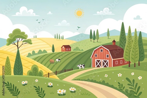 Cartoon landscape background images concept