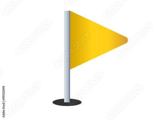 Triangular gradient yellow flag icon with silver pole
