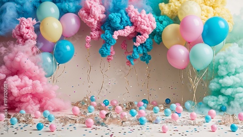 An Exciting and Colorful Gender Reveal Party Celebration with Family and Friends Outdoors Together photo