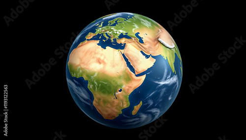 Realistic Earth Rotating on black background Loop . Globe is centered in frame, with correct rotation in seamless loop, graphic novel art, with white tones
