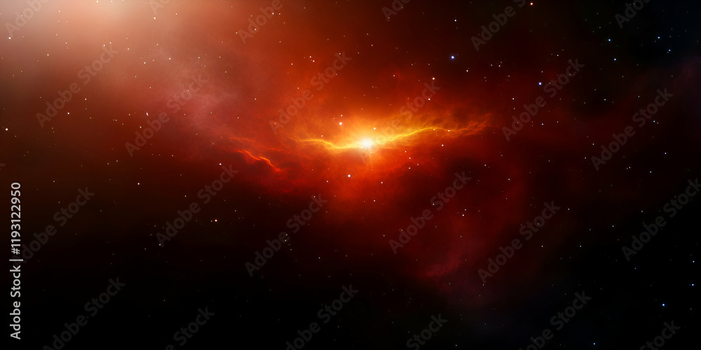 Fototapeta premium Bright star emerges from a vibrant nebula in deep space during a cosmic event