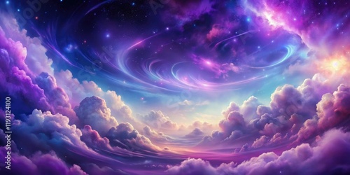 Wallpaper Mural A majestic purple background with scattered, swirling clouds of iridescent colors, iridescent, vibrant, abstract, universe, surreal Torontodigital.ca