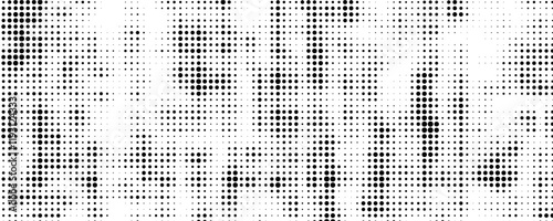 Grunge halftone gradient background. Faded grit noise texture. White and black sand wallpaper.