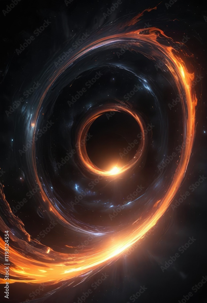 Obraz premium A massive black hole swirling in a dark space, gravity, vortex, universe