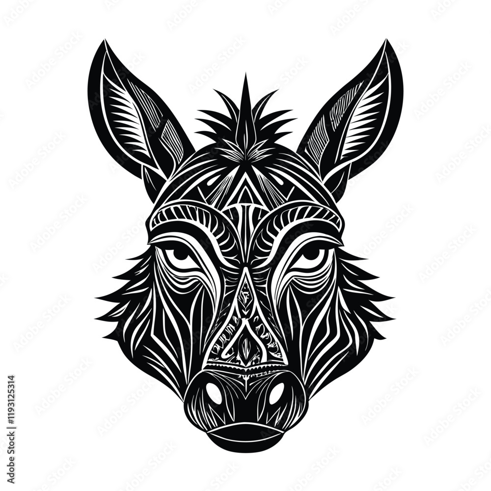 Fototapeta premium Donkey face silhouette art illustrator.