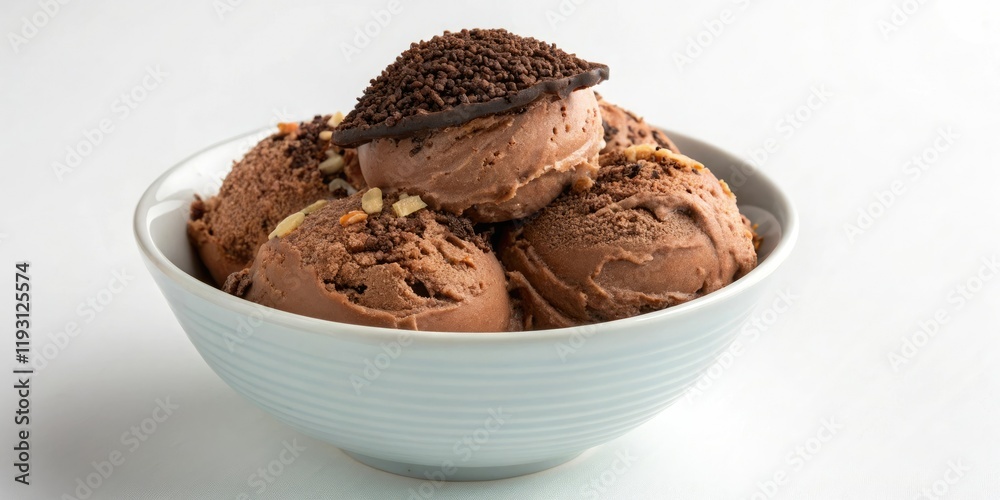 A bowl of frozen chocolate ice cream with a sprinkle of crushed chocolate cake on top, chocolate ice cream, treats A bowl of frozen chocolate ice cream with a sprinkle of crushed chocolate cake on top, chocolate ice cream, treats