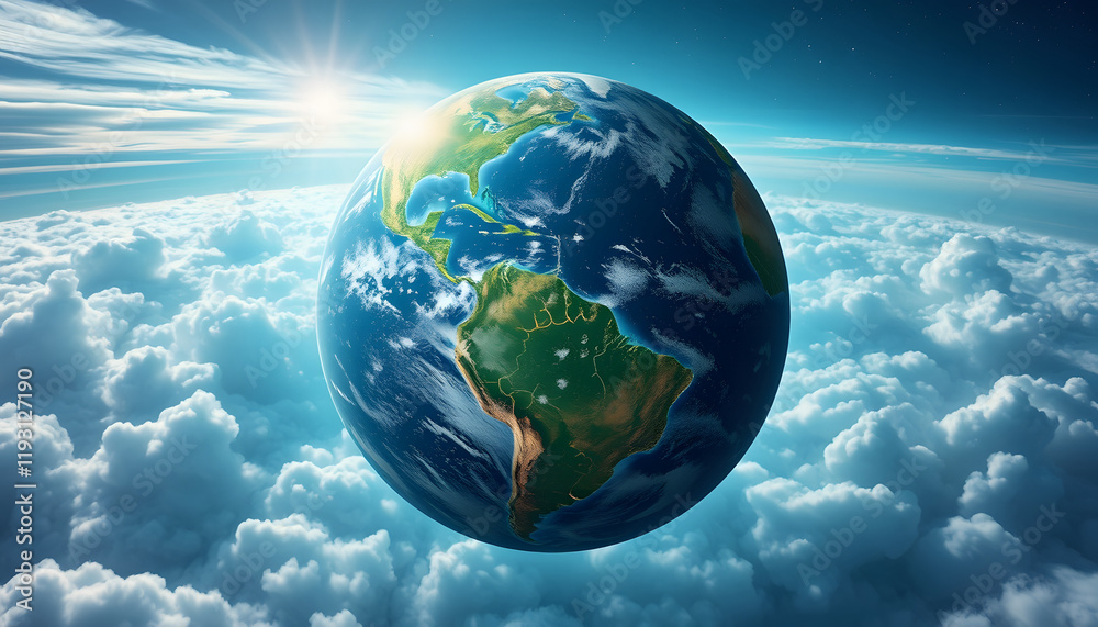 Naklejka premium Global warming. Planet earth concept, dreamy atmosphere, with white tones