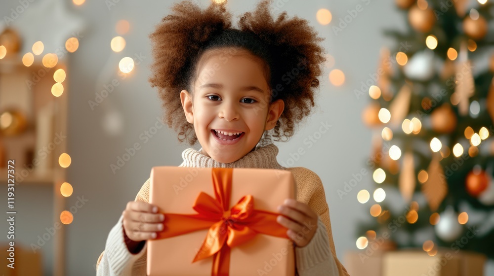Happy child exploring their gift box Happy child exploring their gift box