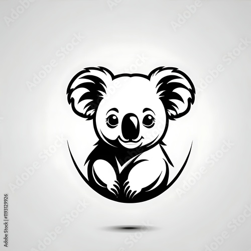 Adorable Koala Bear Sitting in a Circular Design photo