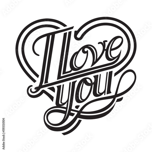 I Love you text design art 